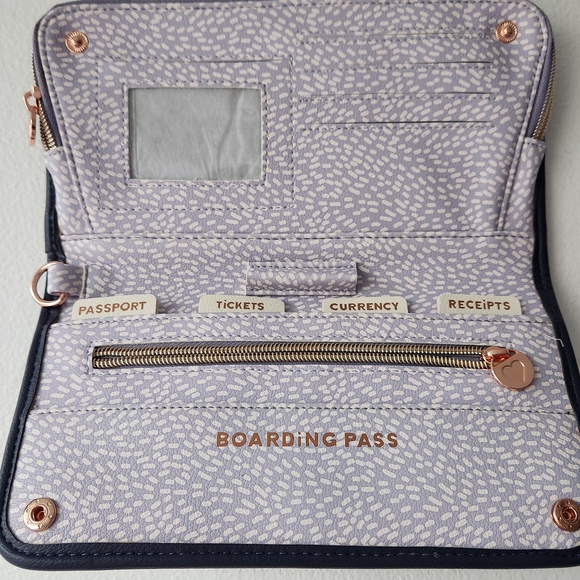 LOVEVERY Handbags - Boarding Pass Travel Wallet - Light Lavender Pattern with Rose Gold Accents